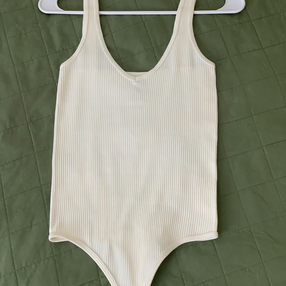 Free People Ivory Ribbed Kids Bodysuit